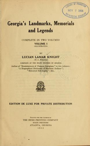 Cover for Georgia's landmarks, memorials and legends