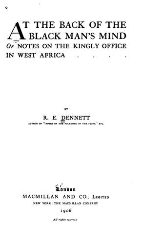 Cover for At the back of a black man's mind
