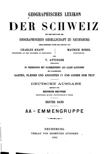 Cover for Geographisches Lexikon der Schweiz.