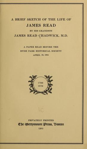 Cover for A brief sketch of the life of James Read