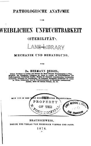 Cover for Pathologische Anatomie der weiblichen Unfruchtbarkeit (Sterilität)