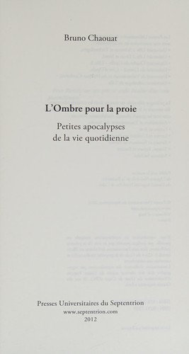 Cover for L'ombre pour la proie