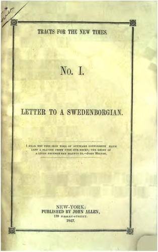 Cover for Letter to a Swedenborgian.