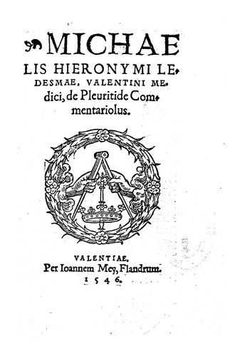 Cover for Michaelis Hieronyni Ledesmae... De pleuritide commentariolus