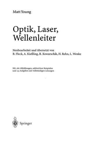 Cover for Optik, Laser, Wellenleiter