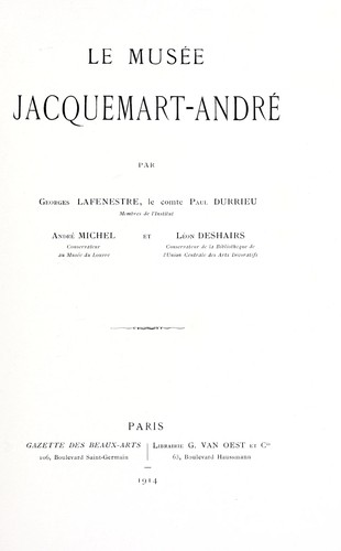 Cover for Le Musée Jacquemart-André