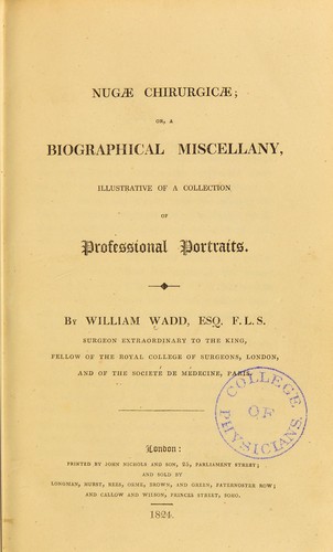 Cover for Nugae Chirurgicae or a biographical miscellany illustrative of a collection of professional portraits