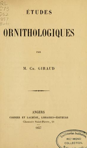 Cover for Études ornithologiques
