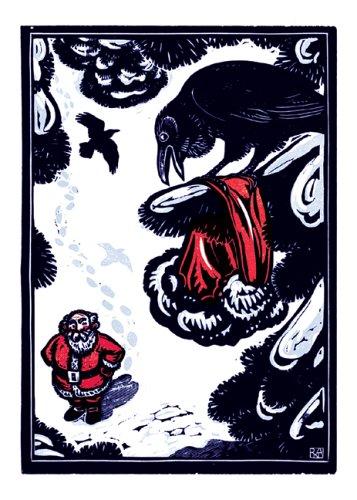 Cover for Raven's Christmas Notecards (Woodcut Christmas Cards)