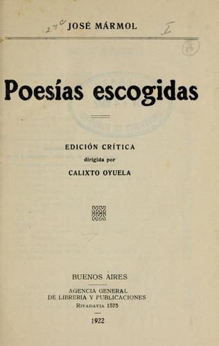 Cover for Poesías escogidas