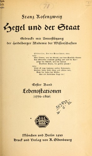 Cover for Hegel und der staat