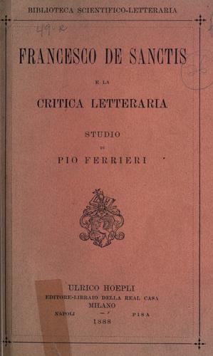Cover for Francesco De Sanctis e la critica letteraria