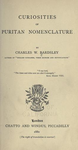 Cover for Curiosities of Puritan nomenclature.