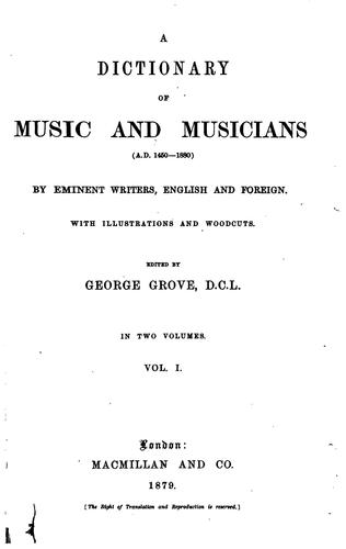 Cover for A dictionary of music and musicians