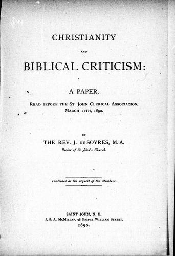 Cover for Christianity and biblical criticism