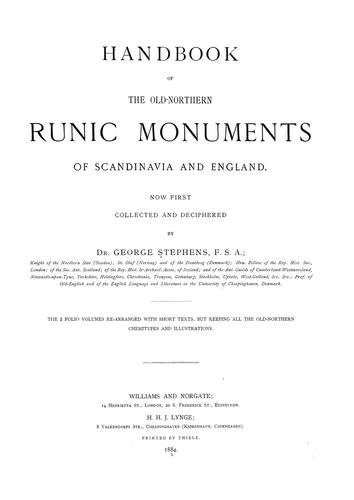 Cover for Handbook of the old-northern runic monuments of Scandinavia and England