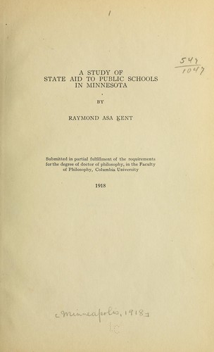 Cover for A study of state aid to public schools in Minnesota