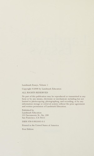 Cover for Landmark Essays (Volume 1)