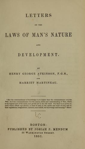 Cover for Letters on the laws of man's nature and development