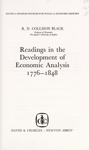 Cover for Readings in the development of economic analysis, 1776-1848