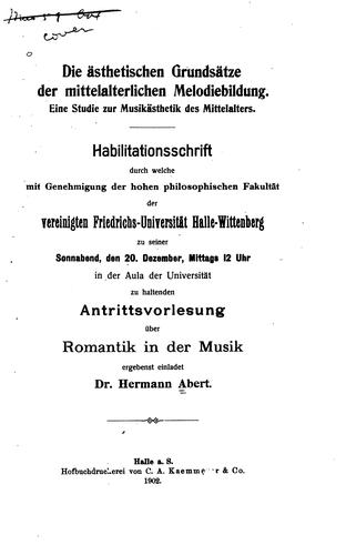 Cover for ästhetischen grundsätze der mittelalterlichen melodiebildung.