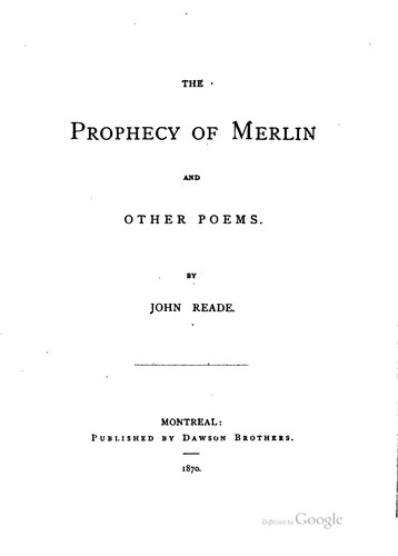 Cover for The prophecy of Merlin and other poems.