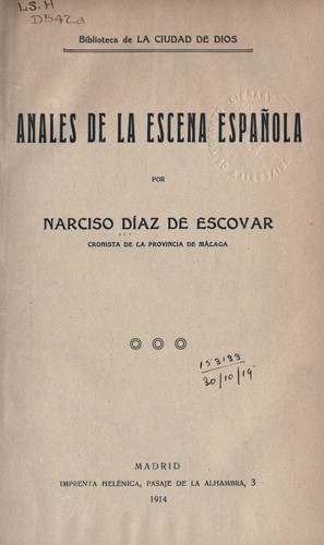Cover for Anales de la escena española