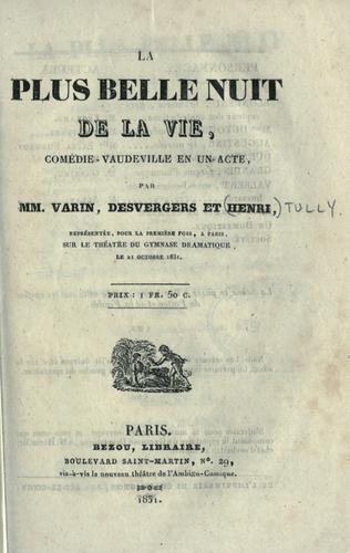 Cover for La plus belle nuit de la vie