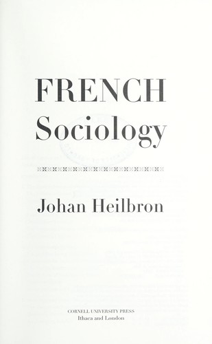 Cover for French sociology