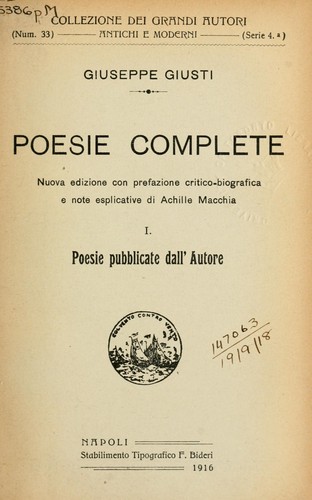Cover for Poesie complete
