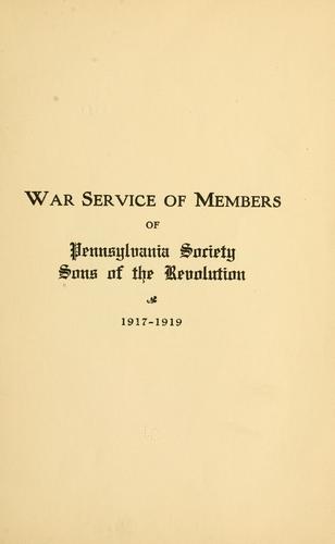 Cover for War service of members of Pennsylvania society, Sons of the revolution, 1917-1919.