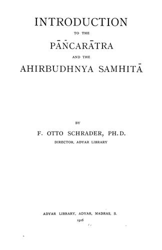 Cover for Introduction to the Pāñcarātra and the Ahirbudhnya Saṃhitā
