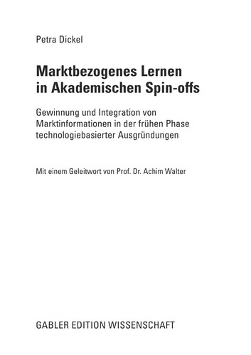 Cover for Marktbezogenes Lernen in akademischen Spin-offs