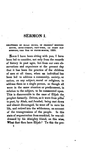 Cover for Sermons Delivered by Elias Hicks & Edward Hicks: In Friends' Meetings, New-York, in 5th Month, 1825