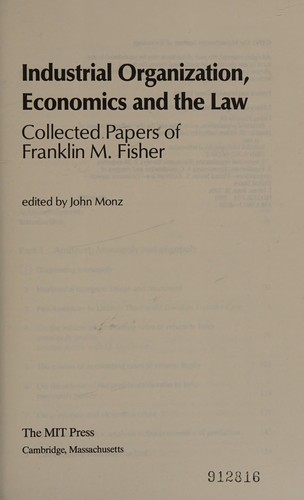 Cover for Industrial organization, economics, and the law