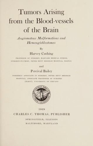 Cover for Tumors arising from the blood-vessels of the brain