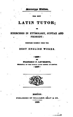Cover for New Latin Tutor ...
