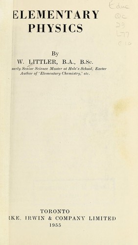 Cover for Elementary physics