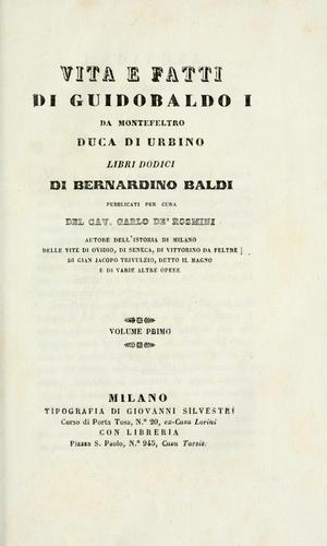 Cover for Vita e fatti di Guidobaldo I da Montefeltro duca di Urbino, libri dodici.
