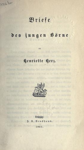 Cover for Briefe des jungen Börne an Henriette Herz.