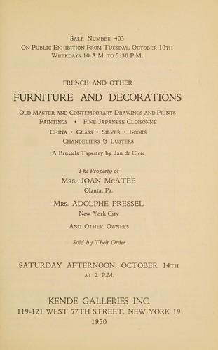 Cover for French and other furniture and decorations