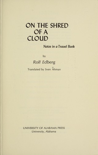 Cover for On the shred of a cloud