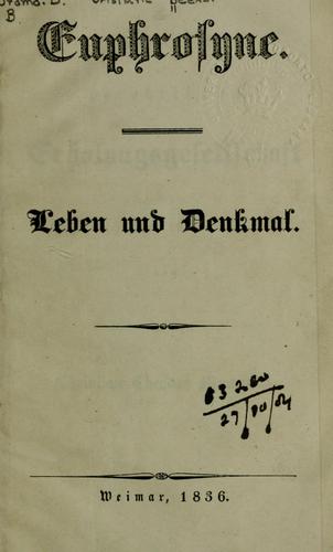 Cover for Euphrosyne, Leben und Denkmal