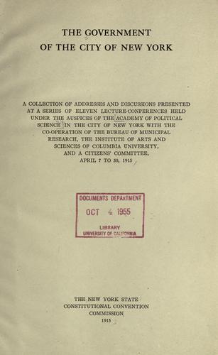 Cover for The government of the City of New York