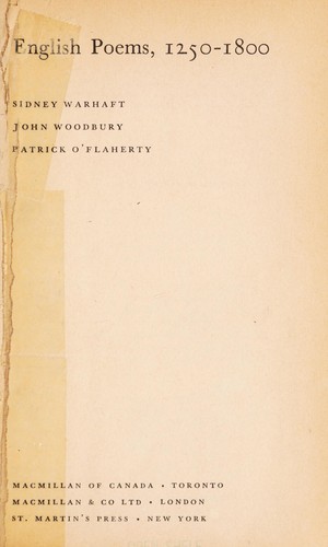 Cover for English poems, 1250-1800
