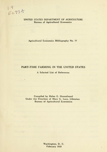 Cover for Part-time farming in the United States