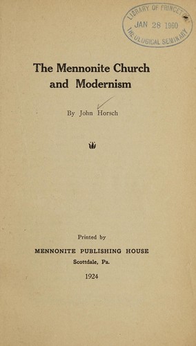 Cover for The Mennonite church and modernism