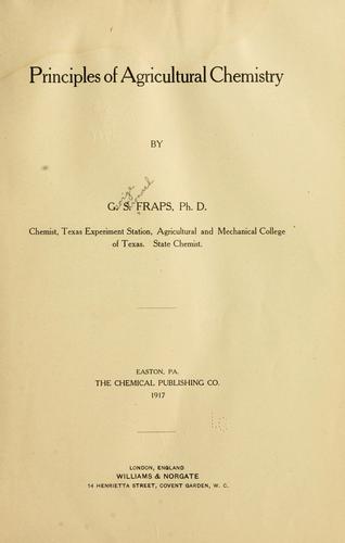 Cover for Principles of agricultural chemistry