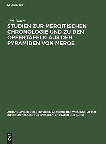 Cover for Studien zur Meroitischen Chronologie und zu den Opfertafeln aus den Pyramiden von Meroe