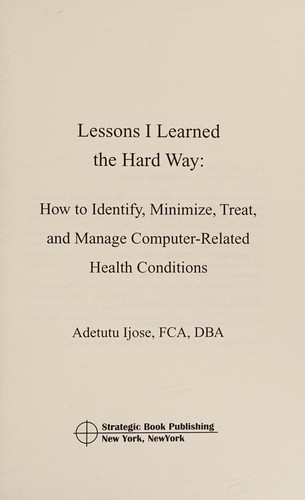 Cover for Lessons I Learned the Hard Way